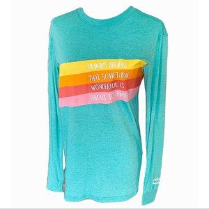 NWT! NEW JADELYNN BROOKE ALWAYS BELIEVE STARBURST RAINBOW STRIPES TEE T-SHIRT XS